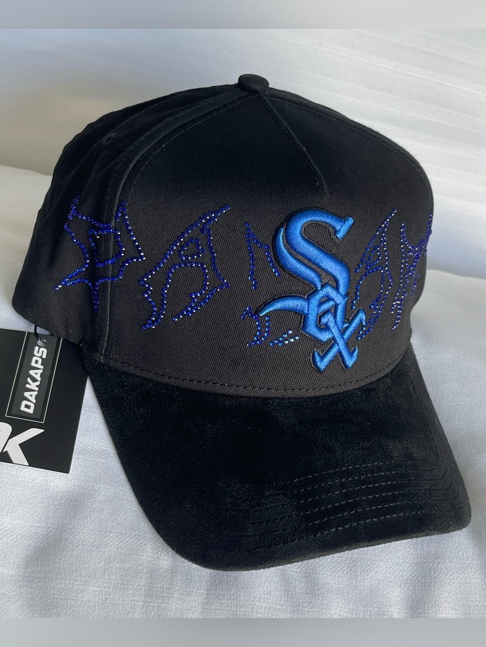 Dakaps Black Baseball Cap with Blue Embroidered Logo